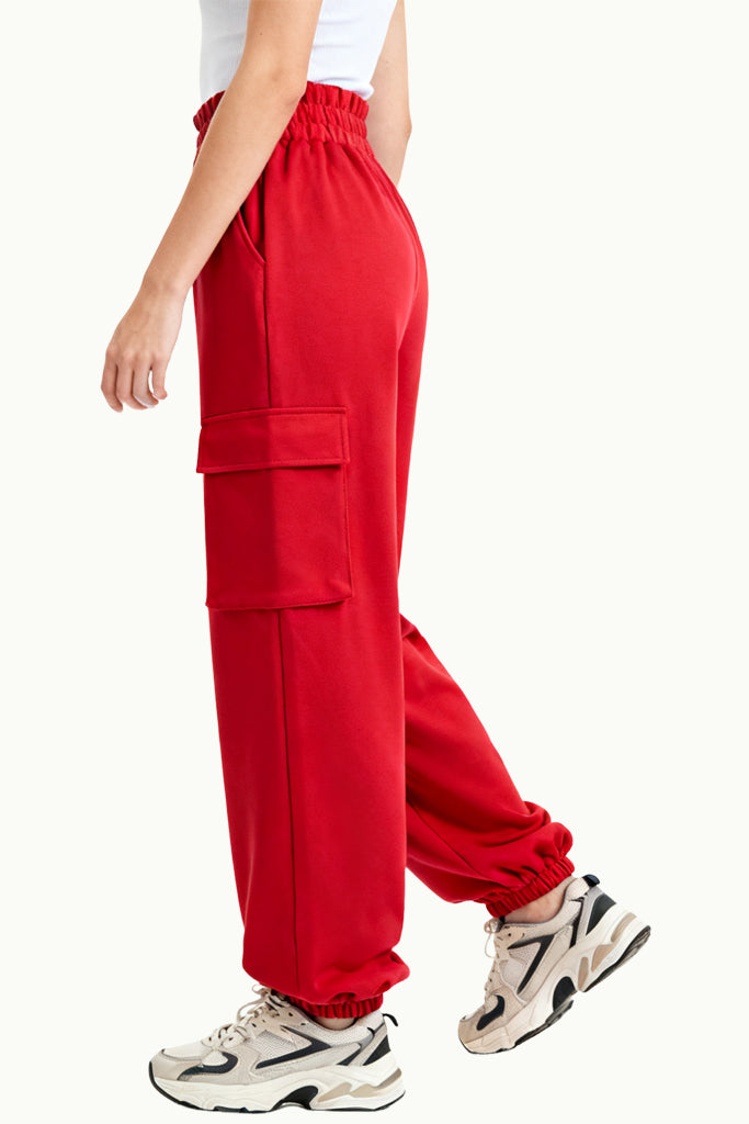 Bright Style Multi-Pocket Loose Wide-Leg Women's Sports Pants