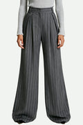 Women's Classic Stripe High-Waist Wide-Leg Sleek Cut Trousers