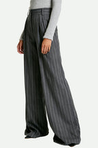 Women's Classic Stripe High-Waist Wide-Leg Sleek Cut Trousers
