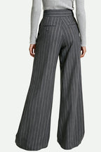 Women's Classic Stripe High-Waist Wide-Leg Sleek Cut Trousers