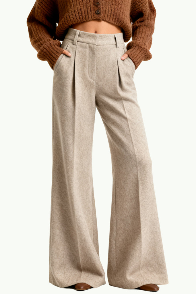 Women's Lazy Relaxed High-Waist Wide-Leg Minimalist Cut Trousers