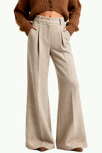 Women's Lazy Relaxed High-Waist Wide-Leg Minimalist Cut Trousers