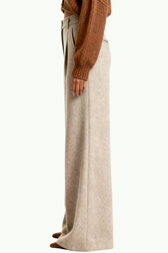 Women's Lazy Relaxed High-Waist Wide-Leg Minimalist Cut Trousers