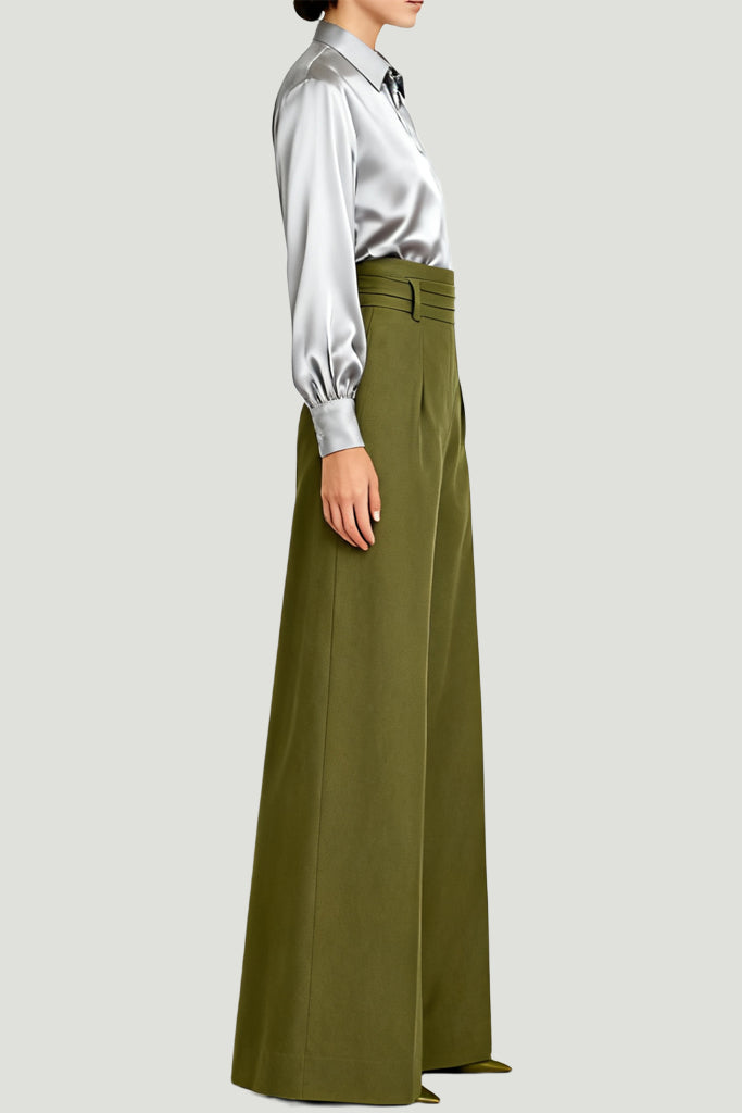 Women's High-Waist Wide-Leg Three-Dimensional Pleated Fashion Trousers