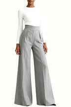 Women's Structured Finish High-Waist Wide-Leg Fashion Trousers