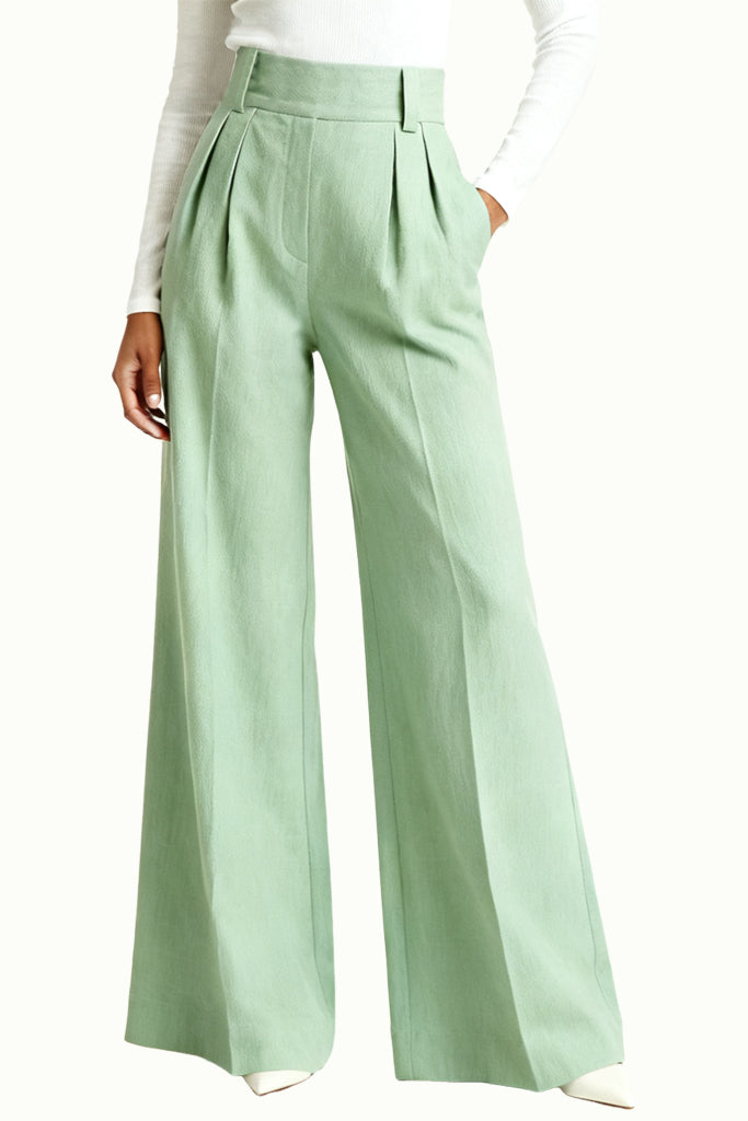Women's Lightweight Drapey High-Waist Wide-Leg Refined Cut Trousers