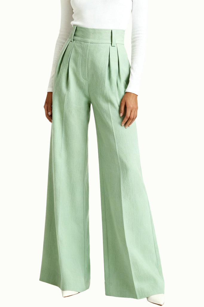 Women's Lightweight Drapey High-Waist Wide-Leg Refined Cut Trousers