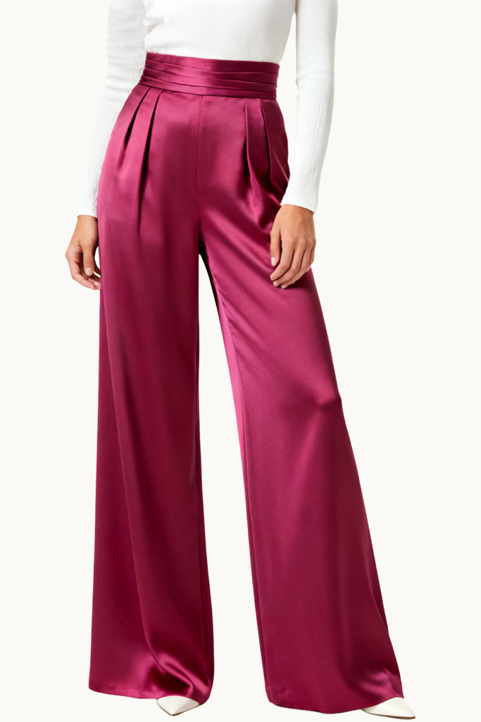 Women's Lustrous High-Waist Wide-Leg Daily Comfortable Trousers