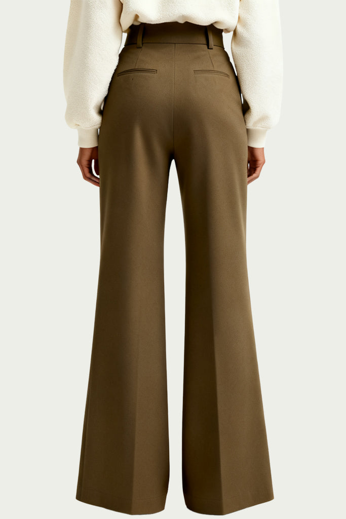 Women's Retro Style High-Waist Wide-Leg Structured Fit Trousers