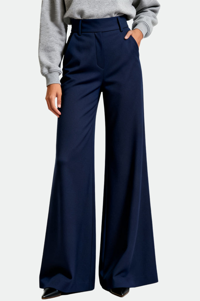 Women's Sophisticated Chic High-Waist Wide-Leg Structured Silhouette Trousers