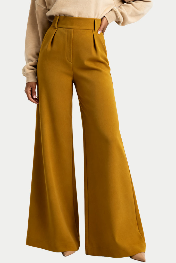 Women's Minimalist Structured High-Waist Wide-Leg Comfortable Versatile Trousers