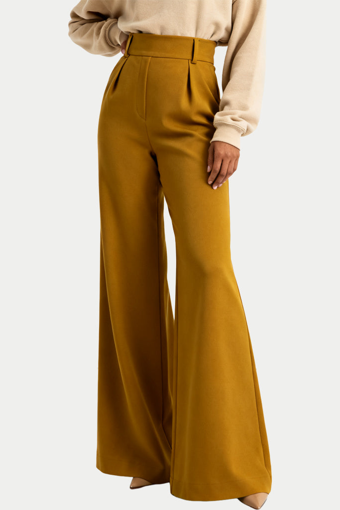 Women's Minimalist Structured High-Waist Wide-Leg Comfortable Versatile Trousers