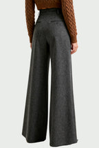 Women's Structured Texture High-Waist Wide-Leg Fashion Trousers