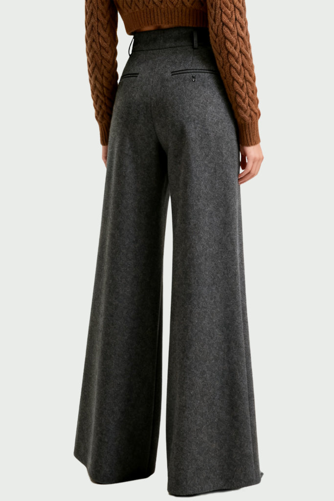 Women's Structured Texture High-Waist Wide-Leg Fashion Trousers