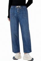 Wide-leg Premium Washed Loose Breathable Lace-up Jeans