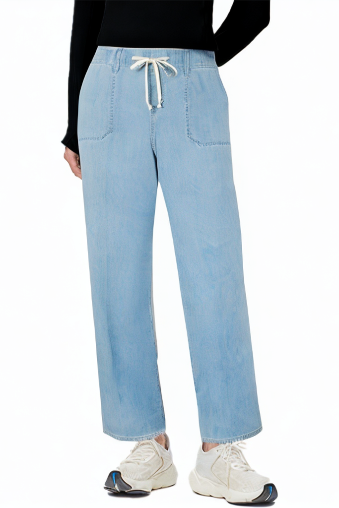 High Quality Blue Loose Drawstring Fashion High Waist Jeans