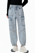 Loose Denim Blue High Waist Pencil Jeans