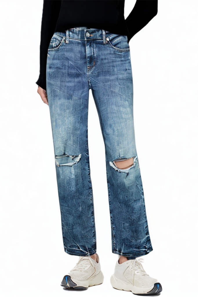 High Waist Wide Leg Plus Size Vintage Washed Straight Loose Trousers