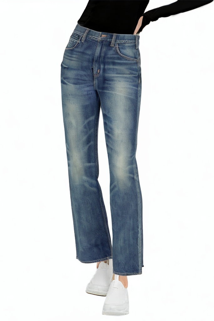 Low-rise Non-stretch Loose Sandblasted Cotton Jeans
