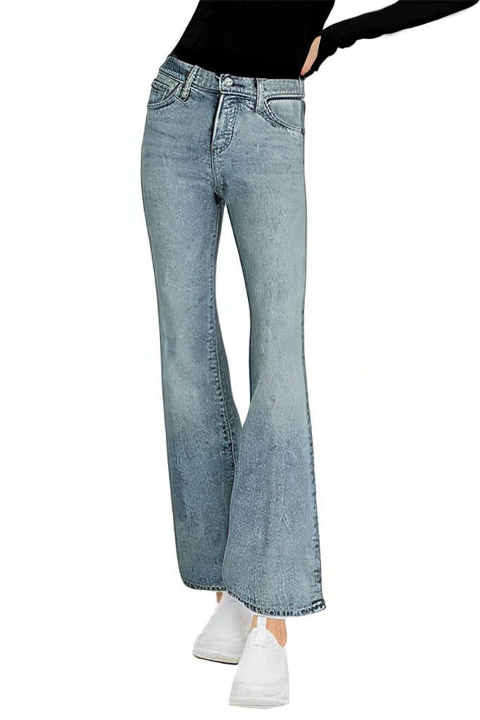 Tight Elastic Large Size Solid Color Washed Wide Leg Flared Pants