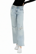 Distressed Washed Casual Straight Blue Ankle Length Luxury Jeans