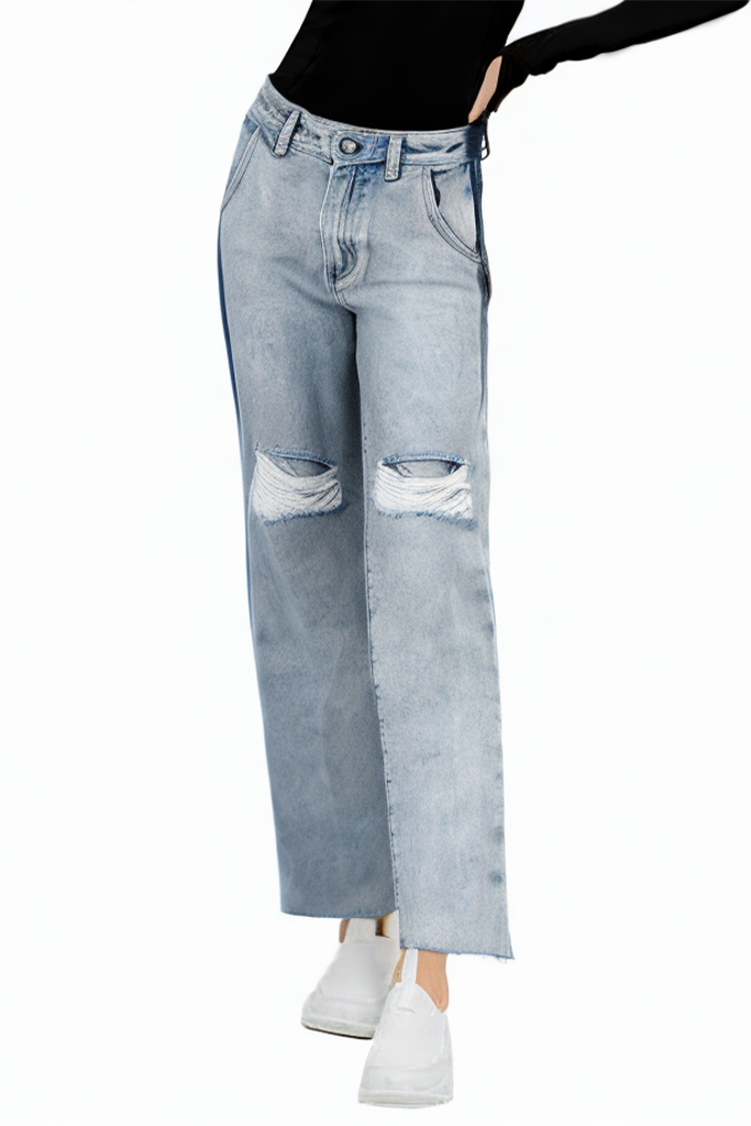 Loose-fitting Ripped Colorblock Oversized Vintage Jeans