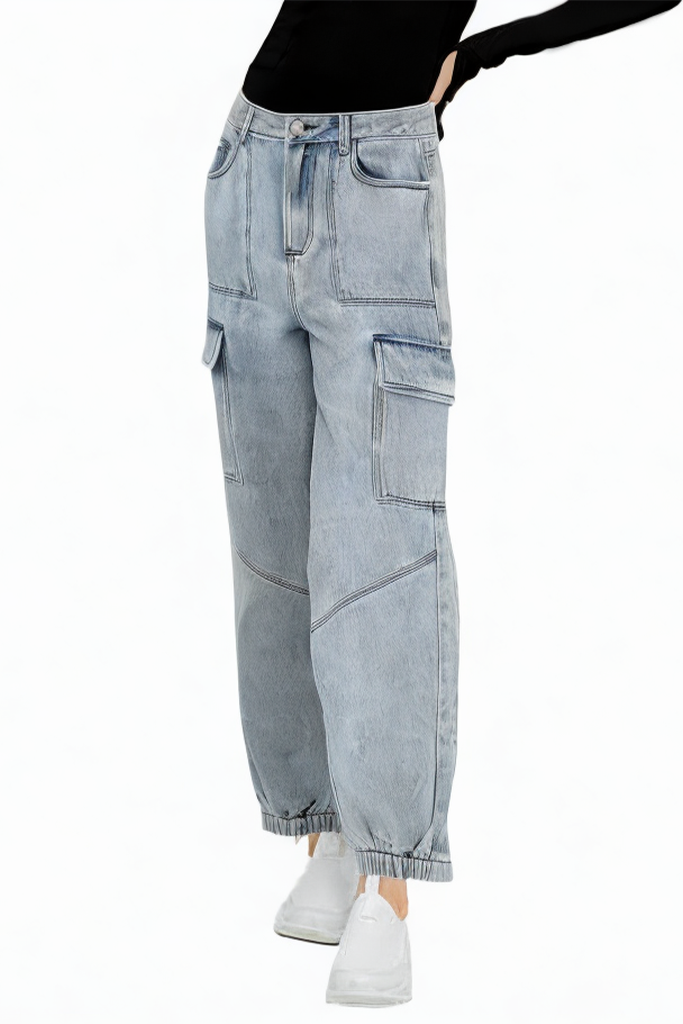 Loose Denim Blue High Waist Pencil Jeans