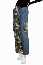Women's Fashion High Waist Elastic Pocket Camouflage Jeans