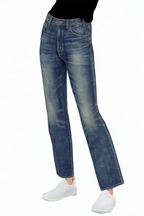 Low-rise Non-stretch Loose Sandblasted Cotton Jeans