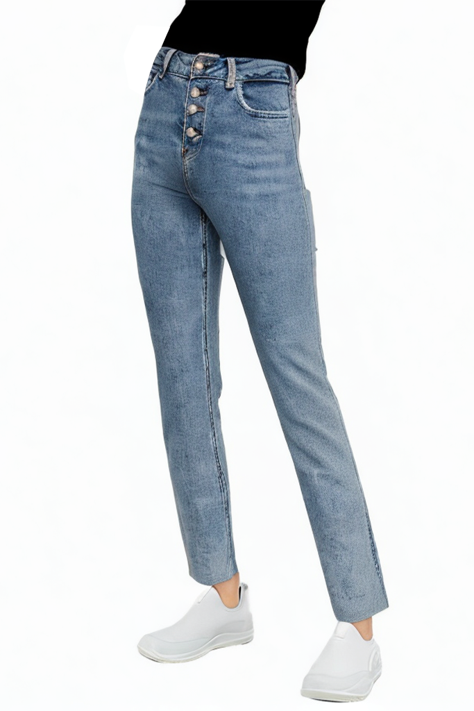 Women's Sexy Denim Skinny Blue Button Fly Jeans