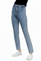 Women's Sexy Denim Skinny Blue Button Fly Jeans