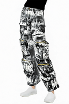 Straight-leg Smoke Grey Wide-leg Jeans with Multiple Pockets