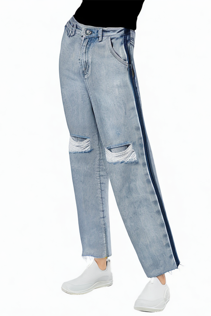 Loose-fitting Ripped Colorblock Oversized Vintage Jeans