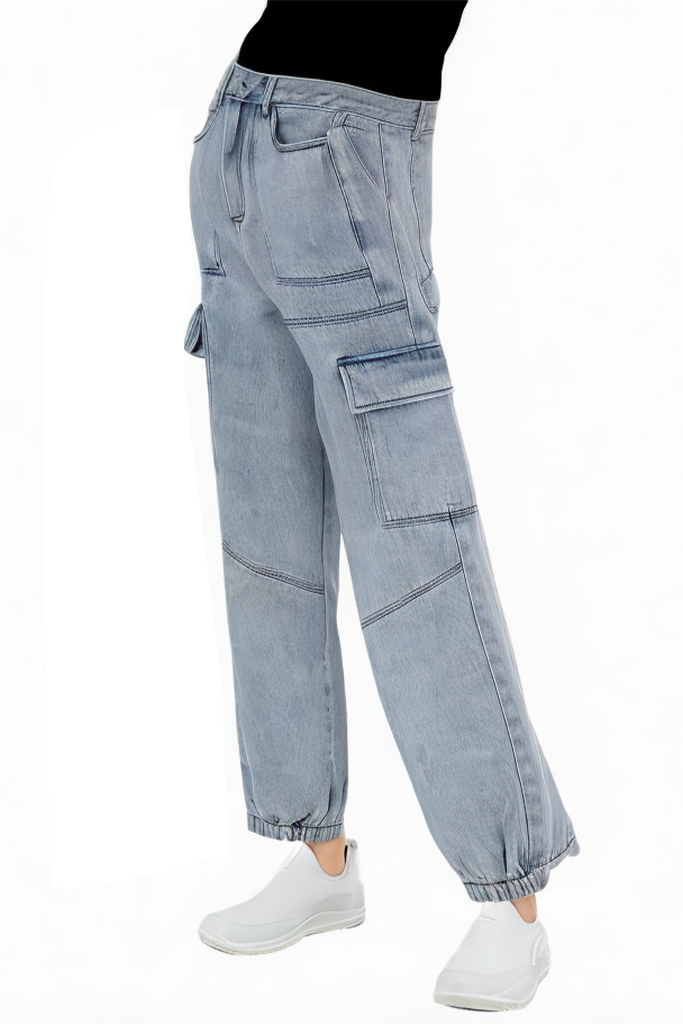 Loose Denim Blue High Waist Pencil Jeans