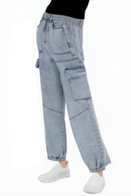Loose Denim Blue High Waist Pencil Jeans