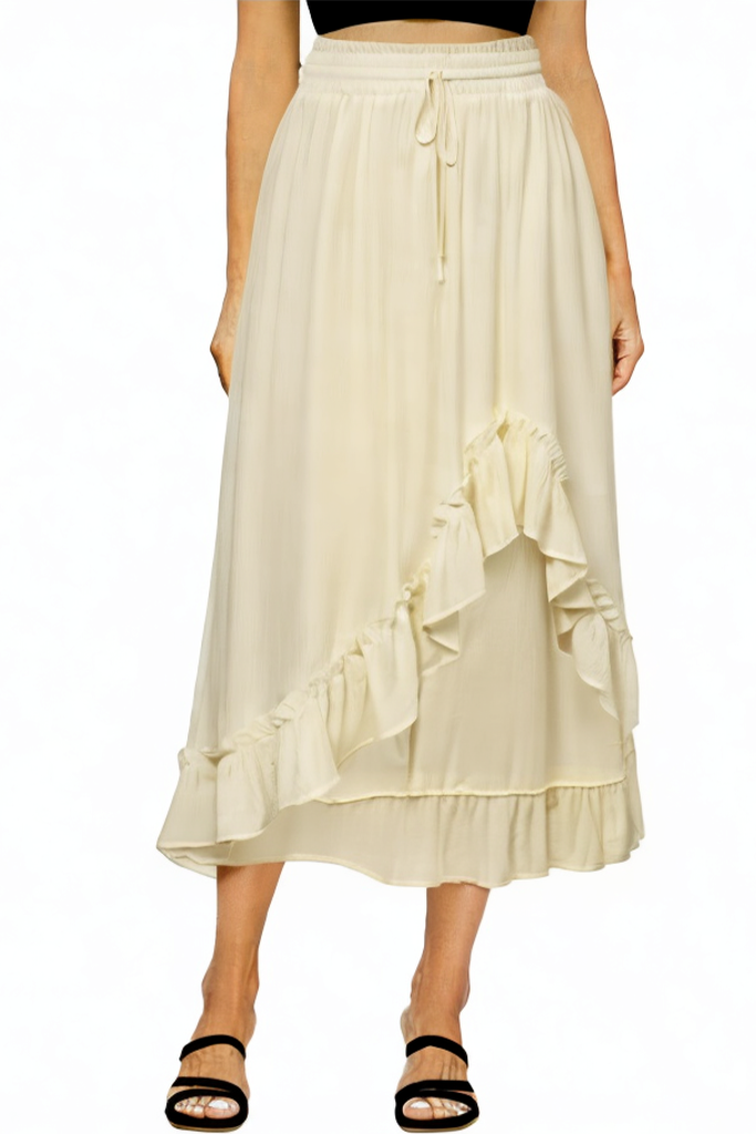 Summer Asymmetric Ruffled Long Flowing Dress with Pockets