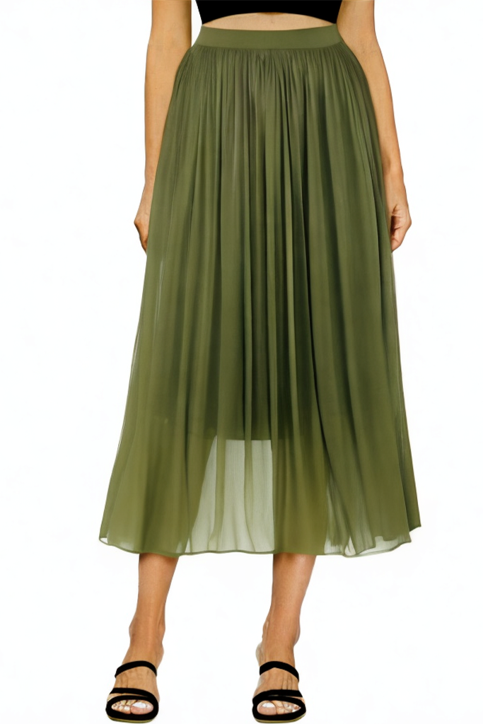 Metallic Light Silky Flowing Solid Color Skirt