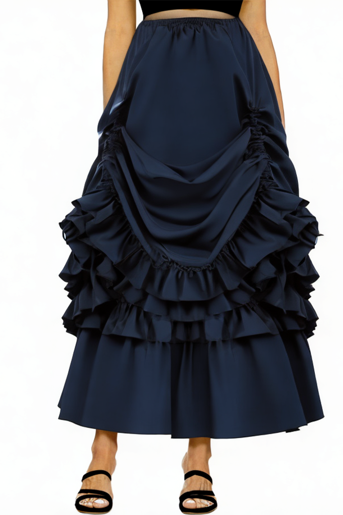 Women's Vintage Gothic High Waist Ruffle Hem Ruffle Skirt