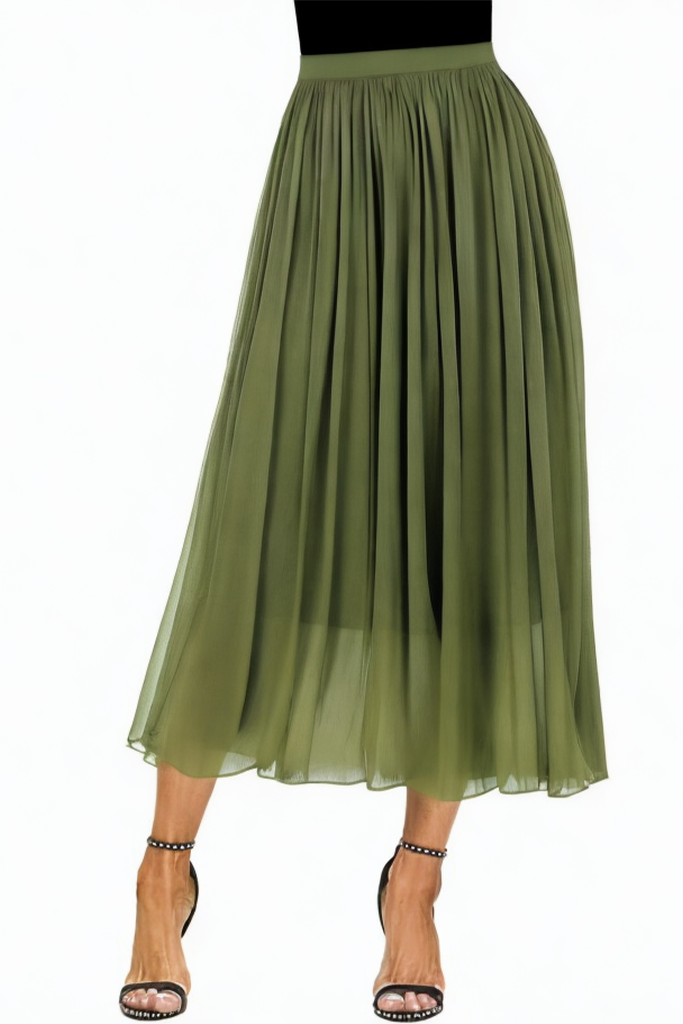 Metallic Light Silky Flowing Solid Color Skirt