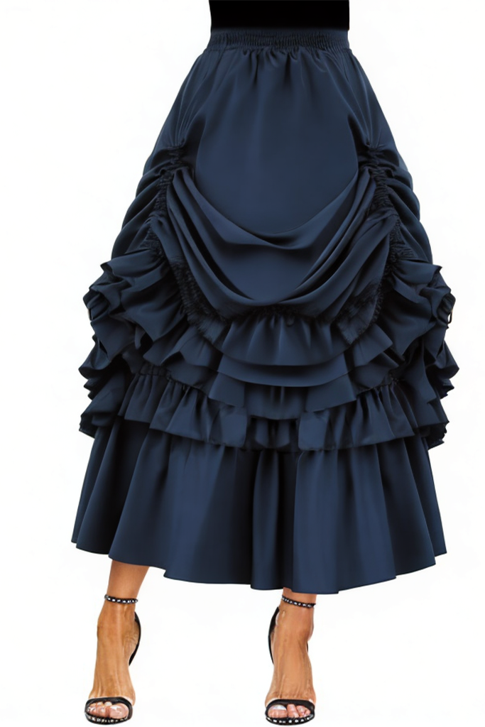 Women's Vintage Gothic High Waist Ruffle Hem Ruffle Skirt