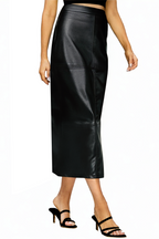 Fashion High Waist A-Line Casual Slit Leather Maxi Skirt
