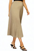 Women's Vintage Elastic Waist A-Line Maxi Skirt