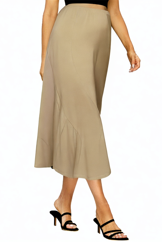 Women's Vintage Elastic Waist A-Line Maxi Skirt