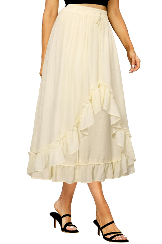 Summer Asymmetric Ruffled Long Flowing Dress with Pockets