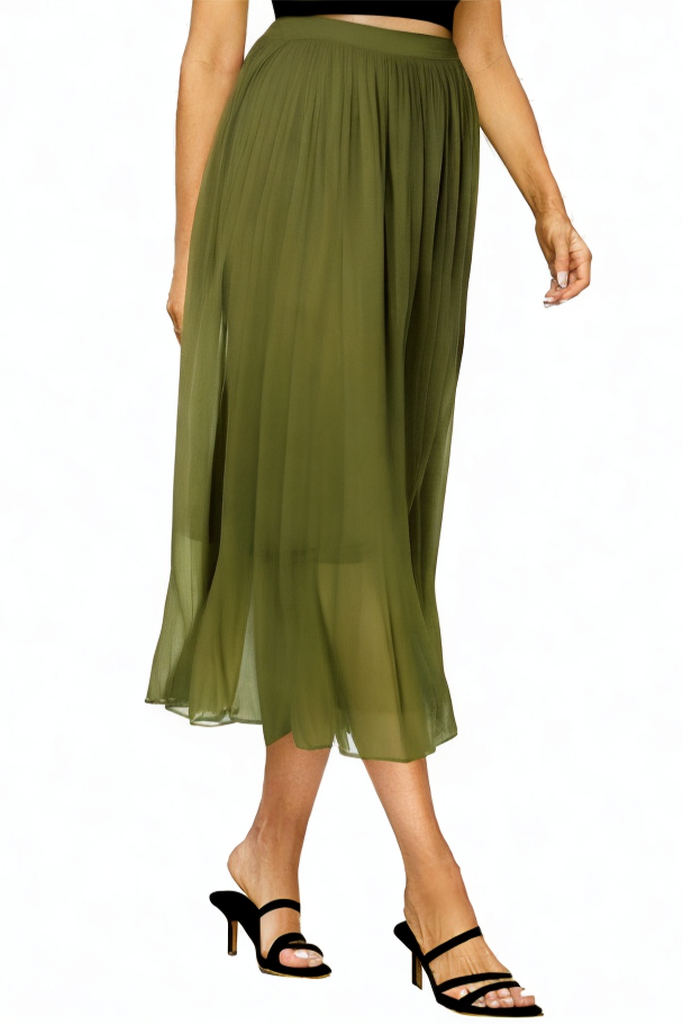 Metallic Light Silky Flowing Solid Color Skirt