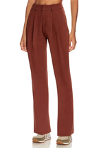 Elastic High Waist Straight Leg Business Casual Trousers with Pockets