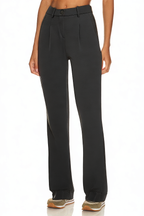 High Waist Elegant Casual Pleated Trousers with Pockets