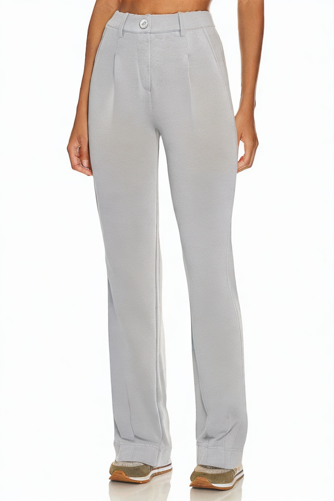 Grey High Waist Belt Pocket Soft High Waist Trousers