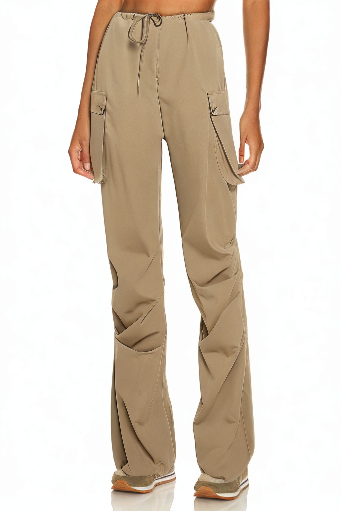 Women's Drawstring Waist Straight Loose Trousers with Pockets