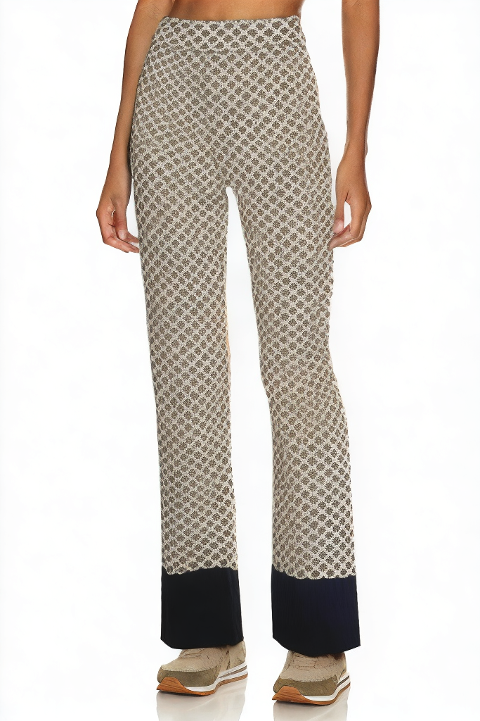 Colorblock Fashion Floral Print Retro High Waist Women's Pants
